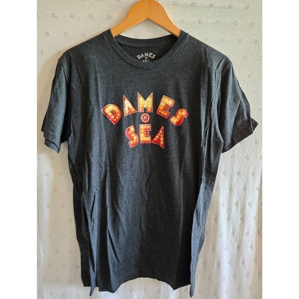 Dames at Sea Broadway Graphic Tee - Dark Heather Gray with Red/Gold Logo Size M